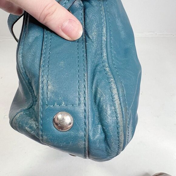 Vintage Coach Leather Hobo Bag Tosca Teal Blue Shoulder Bag Purse - Picture 11 of 13